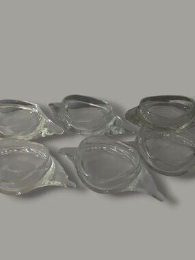 6 Vintage Glasbake Deviled Crab Baking Dishes Ramekins Clear